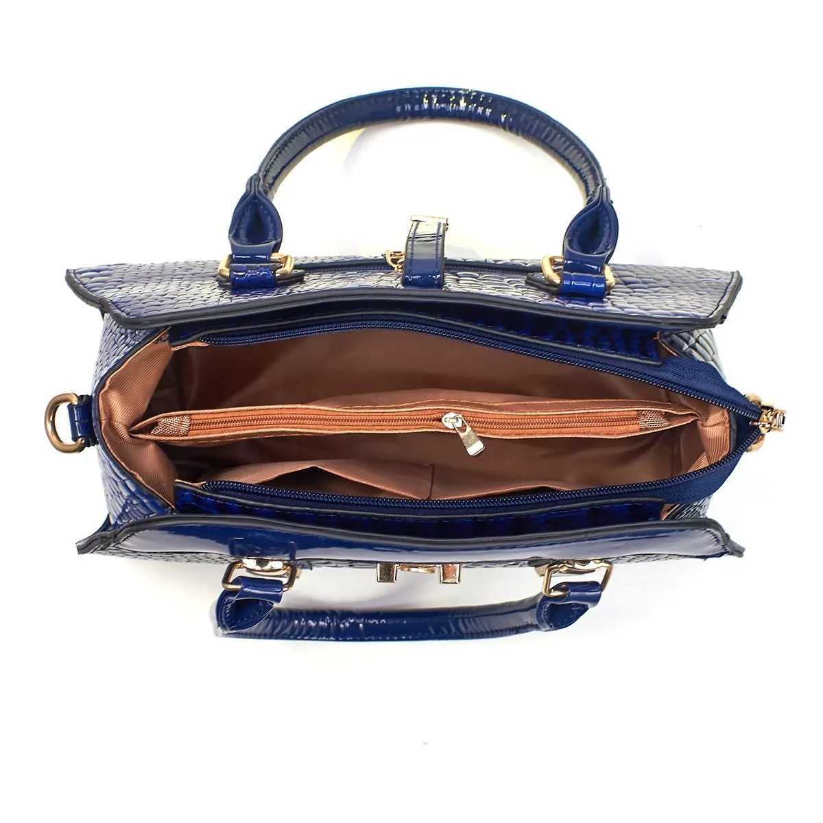 Luxury Brand Crocodile Handbag Women Tote Bag Bright Leather Women Purse Shoulder Bag Female Top-handle Bags Commuting Shopping K251110