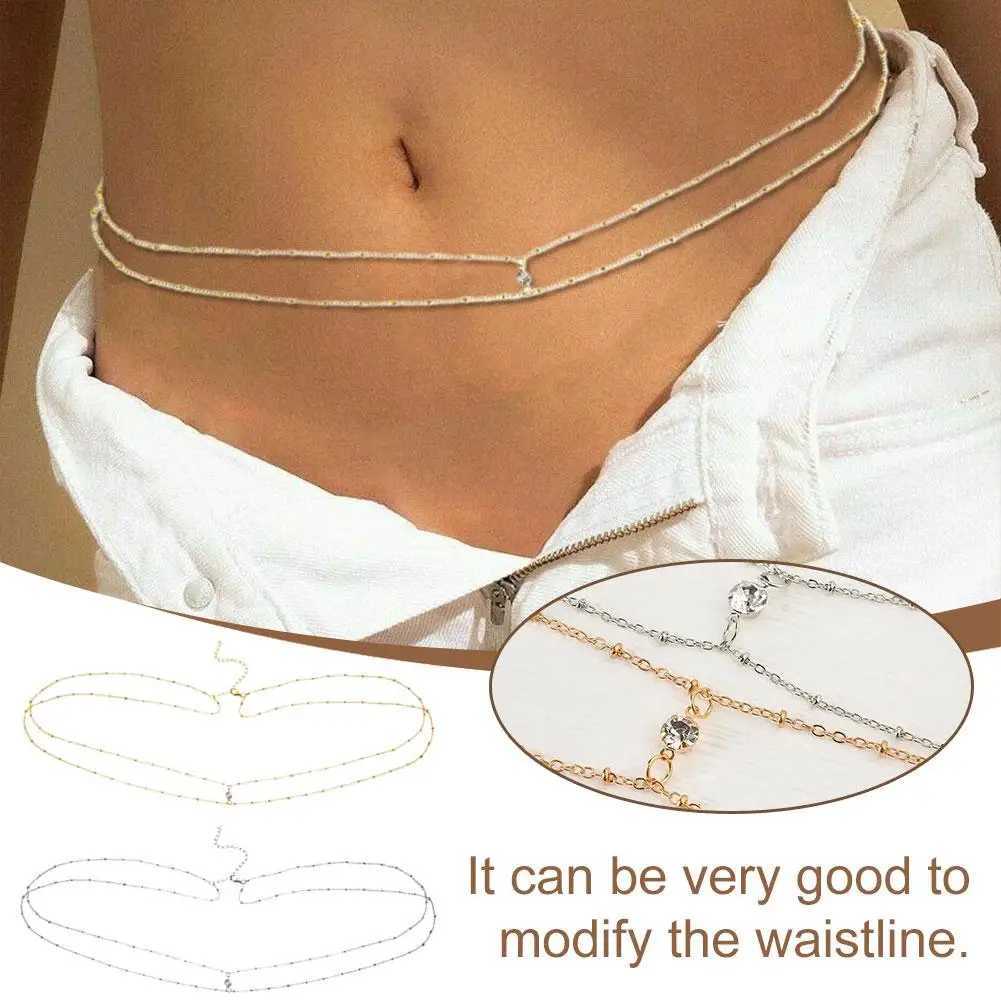 Fashionable and Simple Double layer Bead Chain Womens Waist and Waist Chain Belly Belt Chain Fashionable Body Jewelry Spring and Summer Gifts X250410