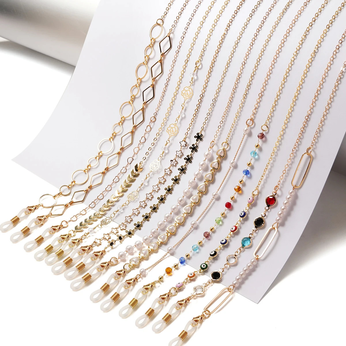 Womens Sunglasses Mask Chain Acrylic Pearl Crystal Glasses Glass Hanging Rope Fashion Jewelry Wholesale 250410
