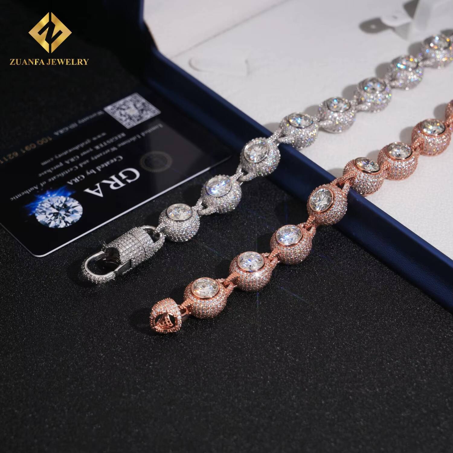 New Designs Miossanite Bracelet Pass Diamond Tester VVS Iced Out Moissanite 139mm 925 Sterling Silver Moissanite Mens Bracelet