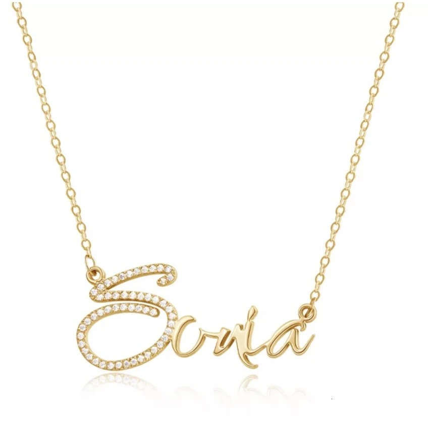 Duoying Zirconia Initial Letters Necklaces Women Personalized Necklace with Names Crystal Pendant Necklace Mom Gift 250409