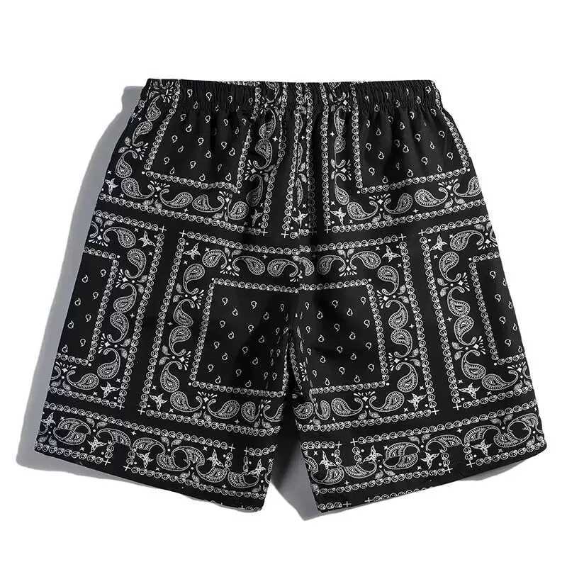 Mens casual beach shorts breathable quick drying retro personalized printed Bermuda shorts hip-hop streetwear X2504101