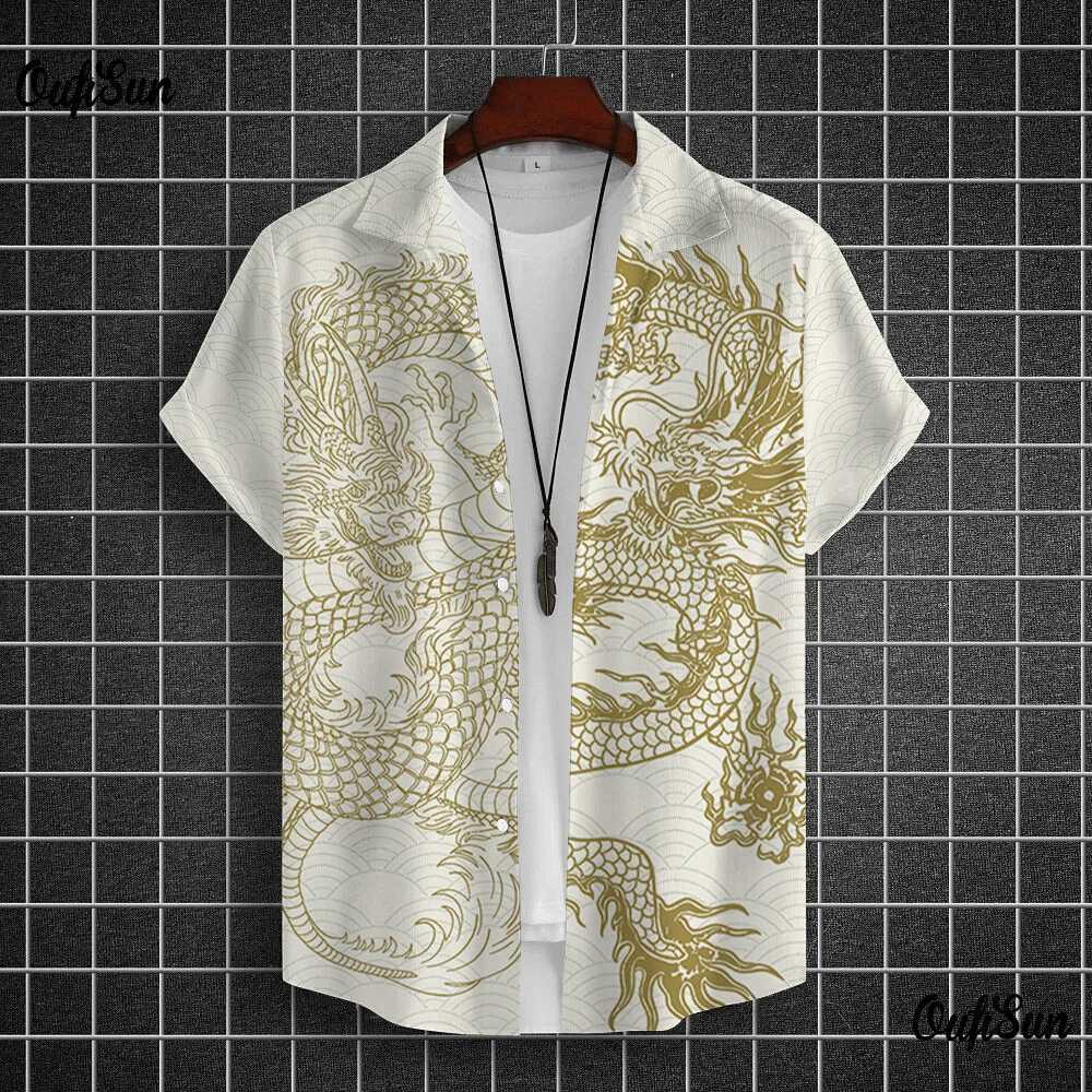 Mens short sleeved shirt Dragon Graphic Clothing 3D shirt 2024 casual streetwear summer mens shirt X250410