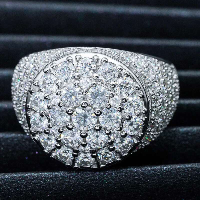Hip Hop Full Moissanite Womens and Mens Diamond Rings Best Gift s925 Sterling Silver Jewelry Rings for Men and Women Fashion