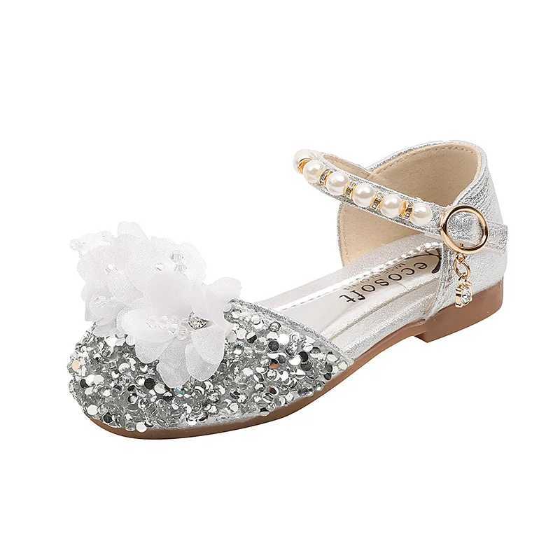 Fashionable CHIldrens Sandals 2024 Spring/Summer Sparkling Flower Sweet Girl Princess Shoes Performance CHIldrens Sandals J191 Z250410