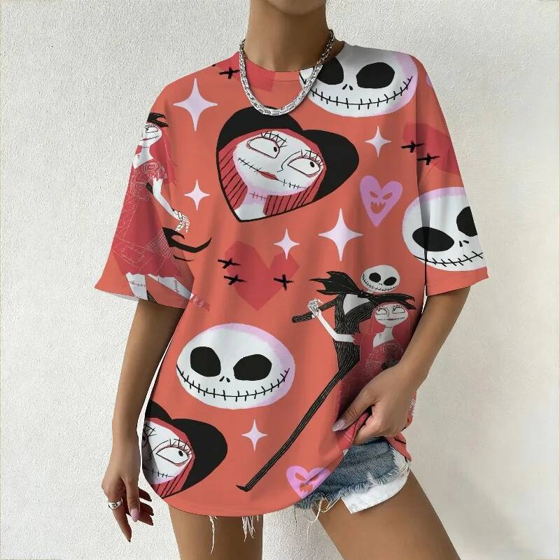 Ddmytues Christmas Women's The Nightmare Before Graphic T-Shirt American Trendy Streetwear Top For Summer Fashion Enthusiasts