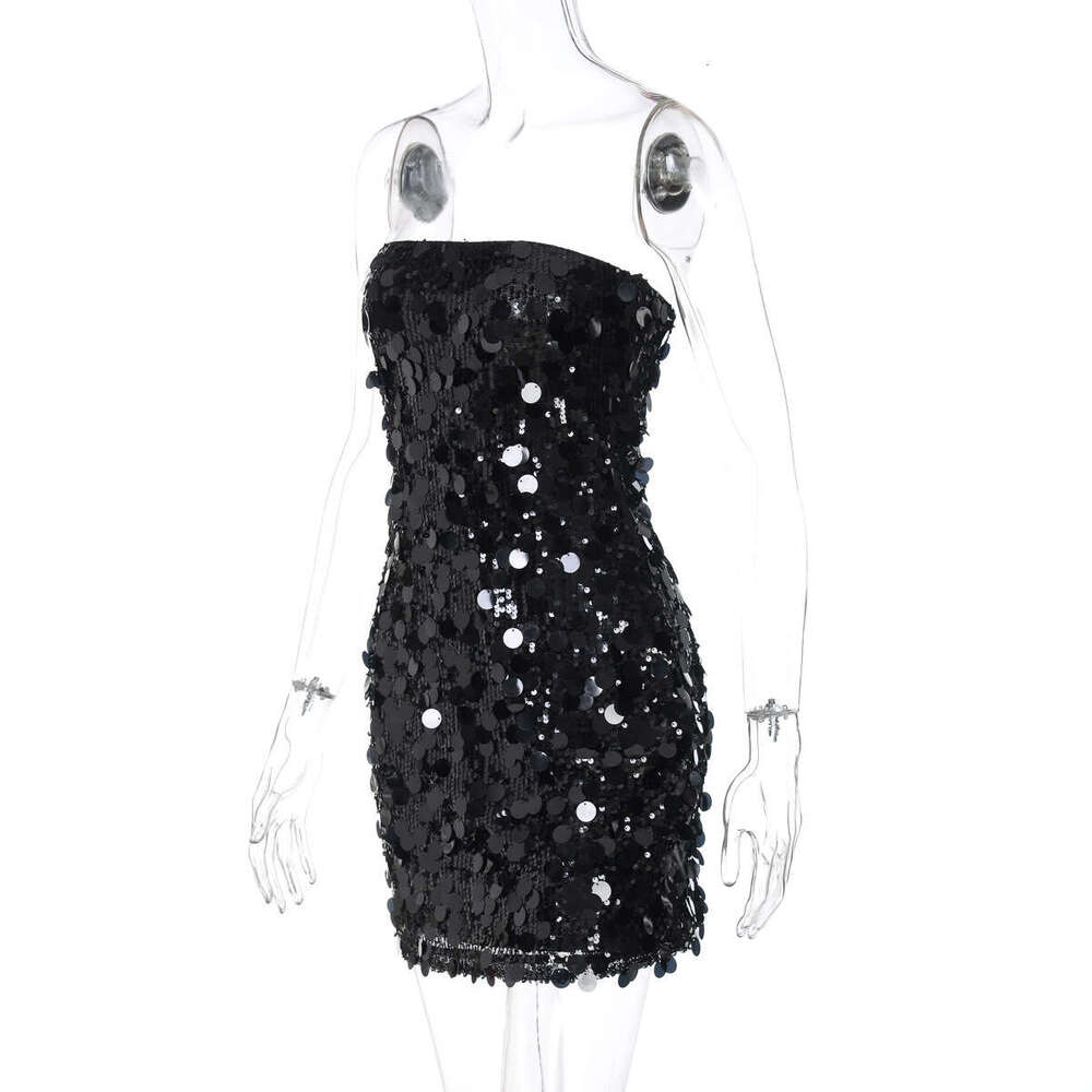 2025 Summer New Fashion Nightclub Sexy Sequin Strapless Slim Night club maxi dress SEXY DRESSES FOR WOMEN Wholesale
