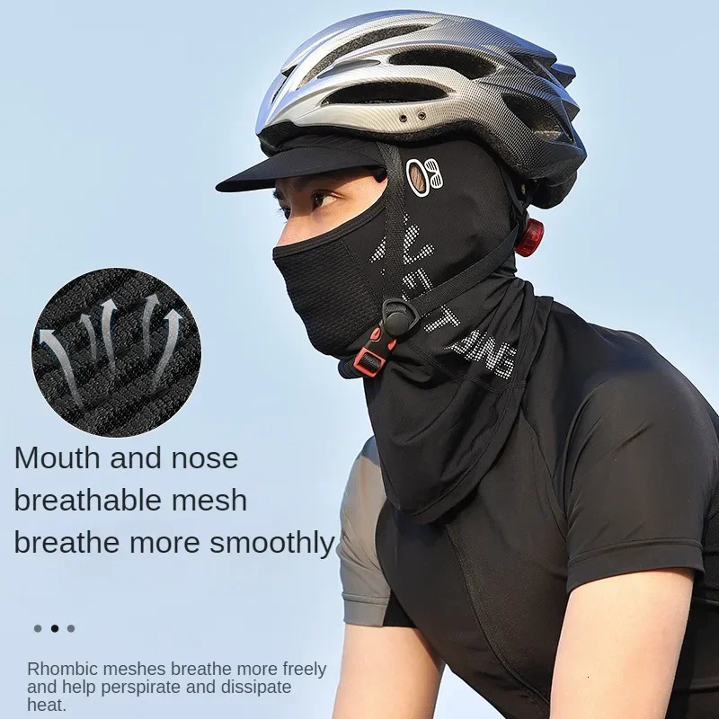 Summer Bicycle Balaclava Ice Silk Sun UV Protection Bicycle Helmet Facial Cover Fishing Hiking Hat 250408