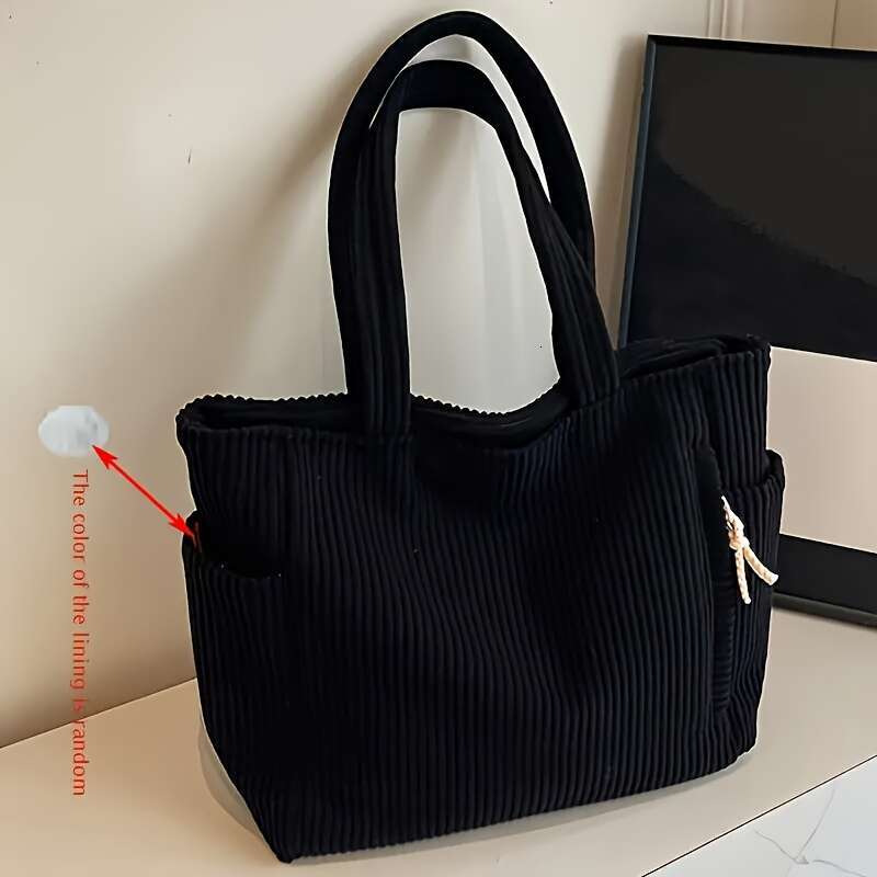 New Corduroy Suede Pluh Fluffy Fabric Large Capacity Women' Tote Shoulder Bag Short Trip Daily Commuting Shopping Travel Vacation Suitable for Ha