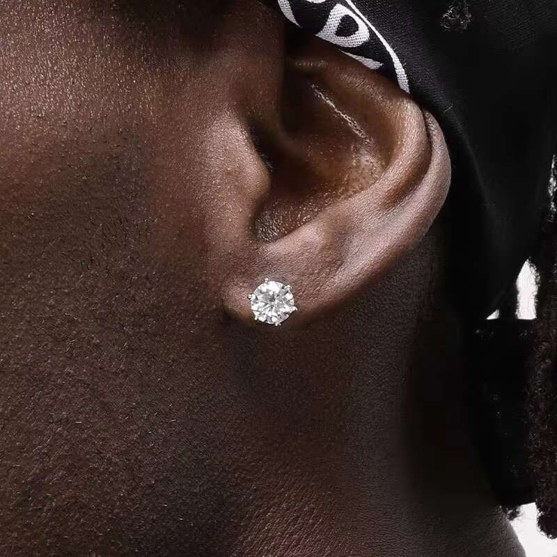 Fashion Style Classic 925 Sterling Silver With D Color Round Moissanite Diamond Jewelry Charm Earrings