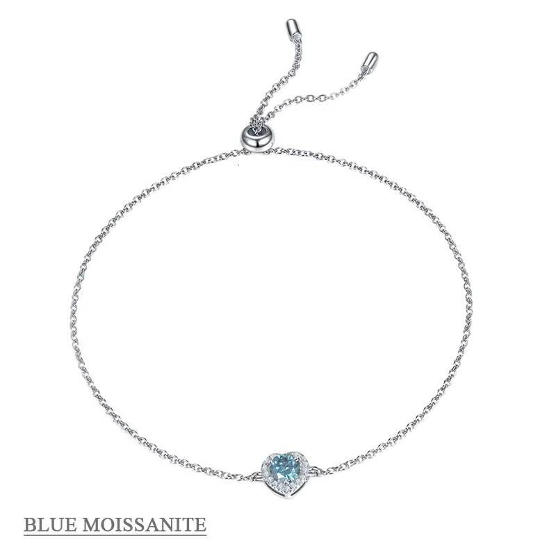 U48A Abiding Factory Wholesale Romantic Heart Shape Moissanite 925 Silver Colored Moissanite Halo Charm Bracelet Anklet
