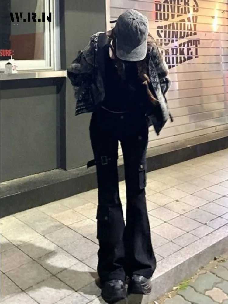 Aesthetic Dark Style Street Y2K Slim Fit Jeans Womens Vintage Sheath Gothic Pants High Waisted Hotsweet Black Denim Trouser C251110