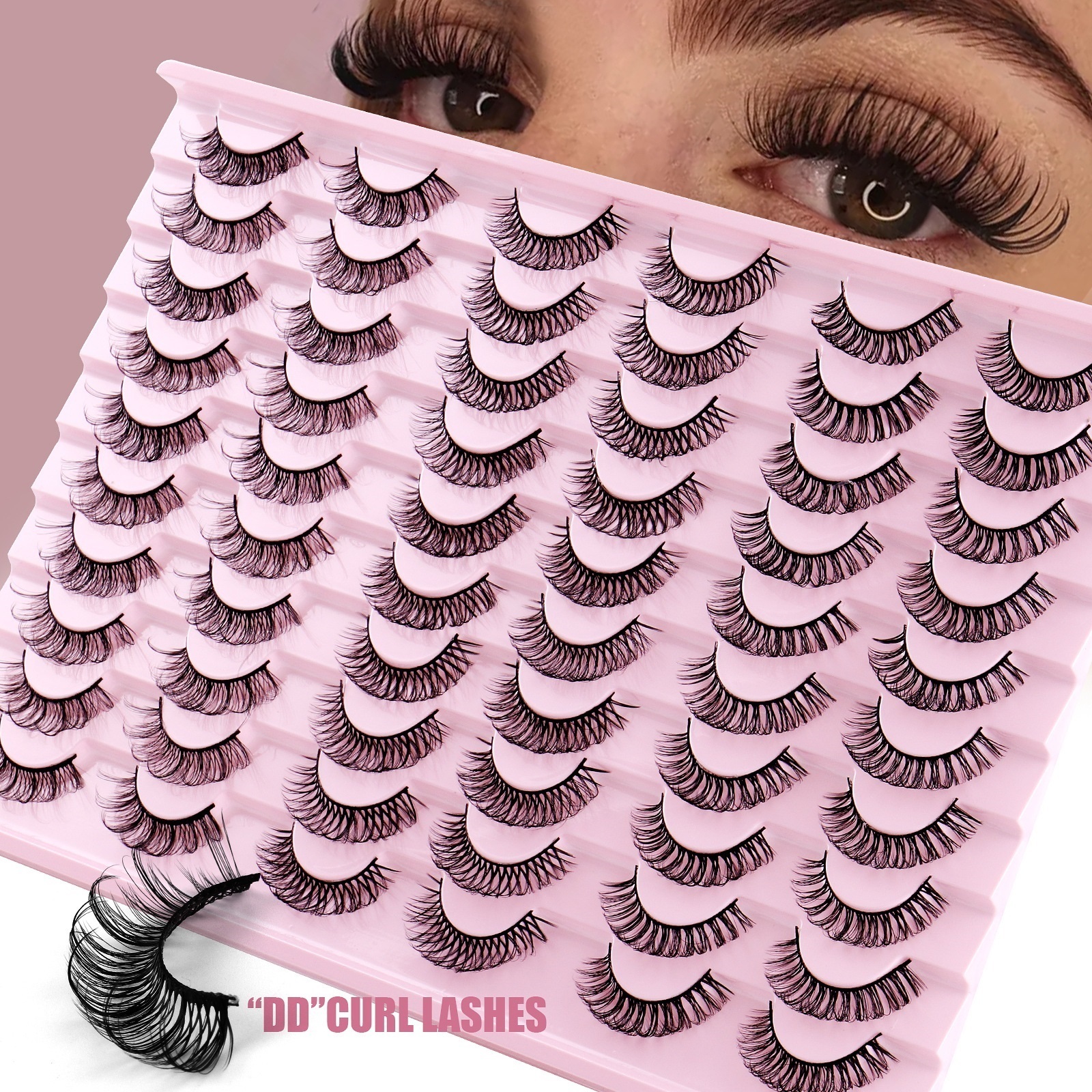 Multi-layer Thick Fluffy Eyelashes Wispy Natural Look Soft & Vivid Handmade Reusable Curled 3D Faux Mink Fake Lashes Full Strip Eyelash Extensions Messy Crisscross