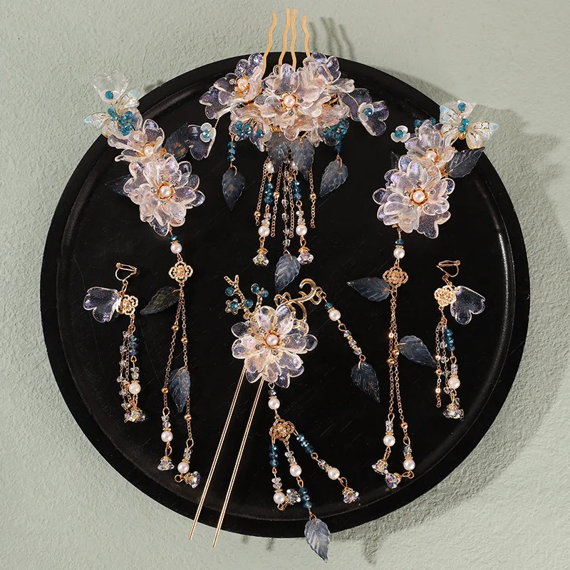 Womens Hanfu Hair Clip Comb Set Headwear Bridal Headwear China Hanfu Hair Accessories Customized Dress Headwear Gift 250409