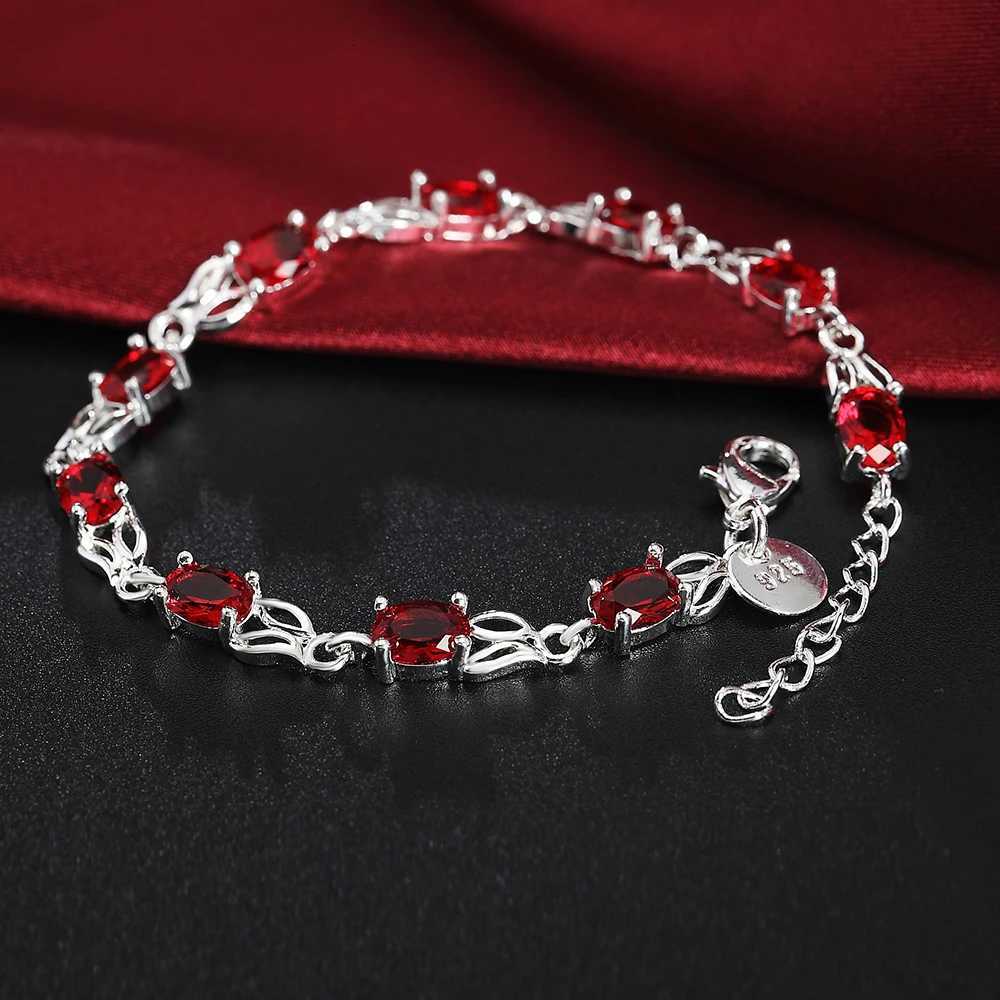 925 Sterling Silver Ruby Sapphire Amethyst Gemstone Bracelets Woman Wedding Jewelry Accessories Wholesale JewelleryT251110