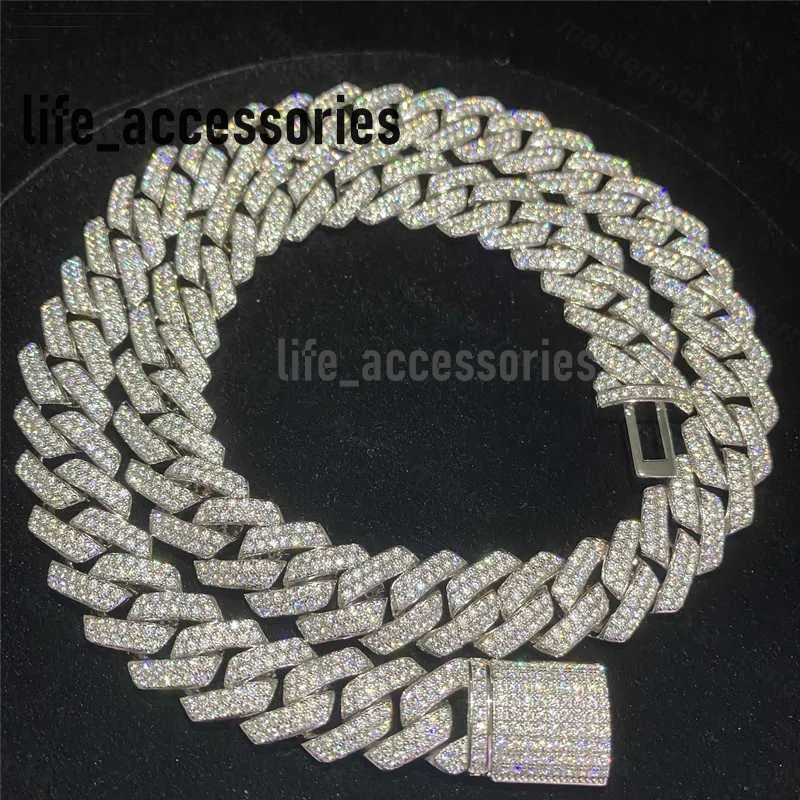 Customized 925 Silver 12mm Cuban Necklace Hip Hop Vvs Iced Out Moissanite Diamond Cuban Link Chain