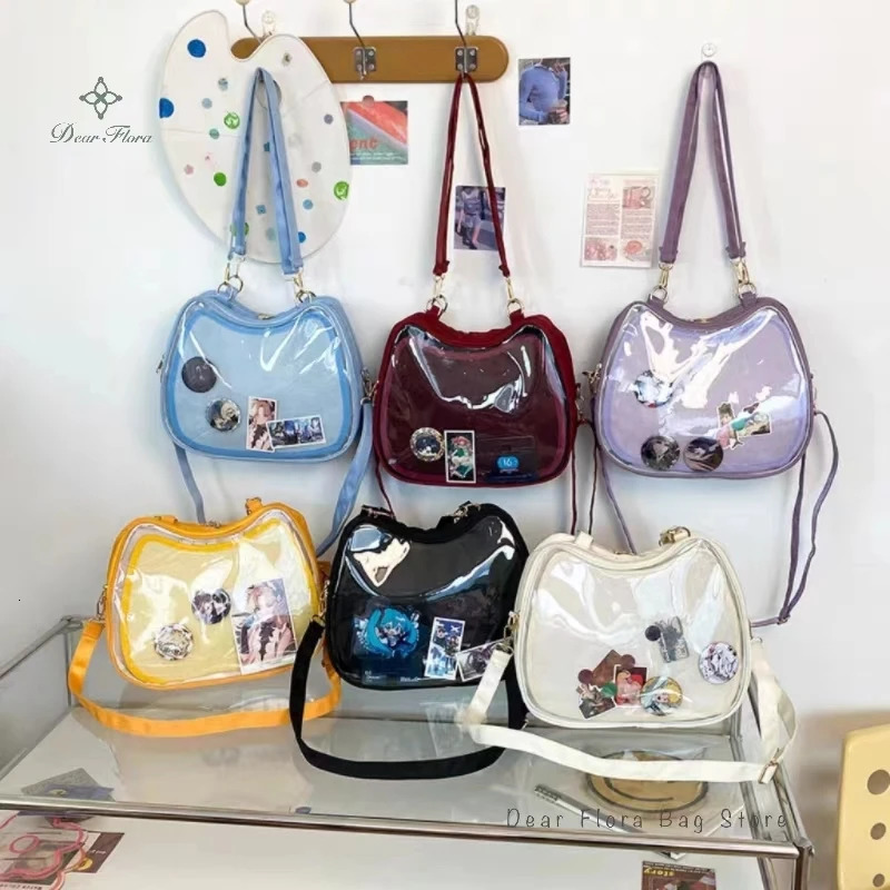 Y2K Sweet Cute Cat Ita Bag New Japanese Popular Crossbody Bags JK Uniform Shoulder Bag Girl Transparent Display Student Handbags R251110