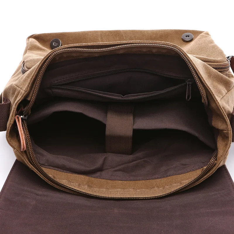 Vintage Bag Canvas Laptop Shoulder Messenger Men Casual Crossbody Bags School Bookbag 251110