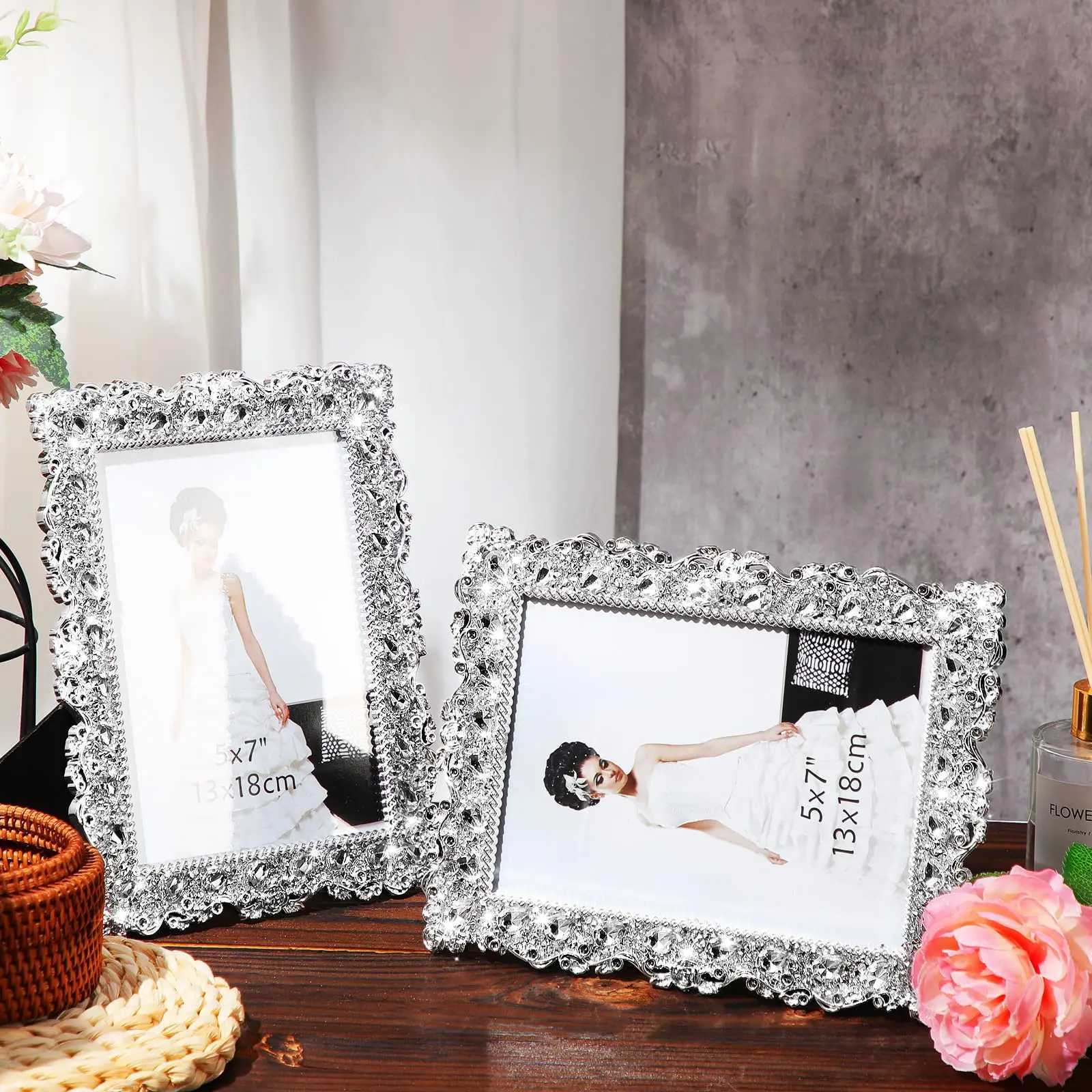 2-pack with crystal wedding rhinestone decoration desktop photo frame 7 inch gift for family and friends L251110 H260306