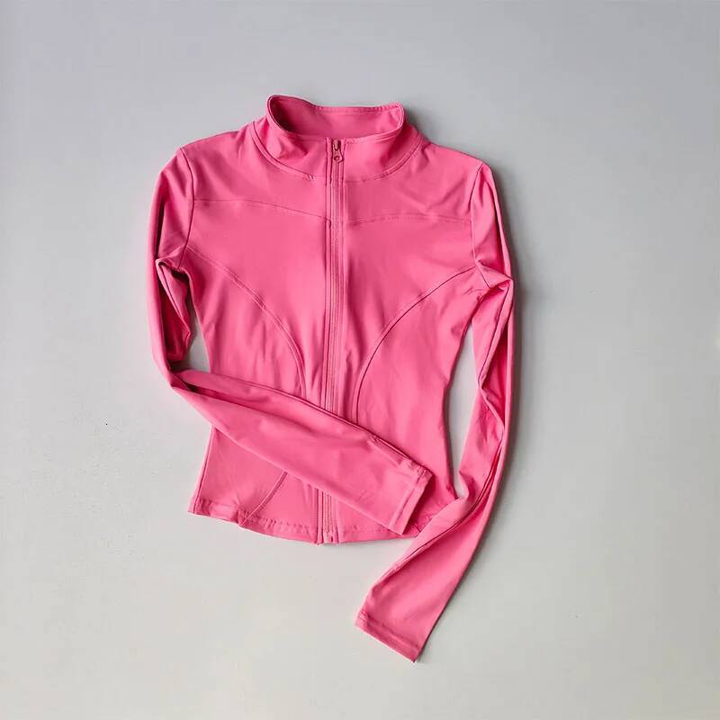 Outdoor Sports Long Sleeved Women Slim Yoga Clothes Quick Dry Zipper Cardigan Stand Up Collar Running Fitness Jacket Top