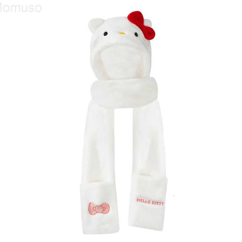 Sanrio Hello Kitty Cartoon Cute Fleece-Lined Warm Hat Scarf and Gloves Creative Kawaii Girl Thickened Warm Student Three-Piece Gift Set H251110