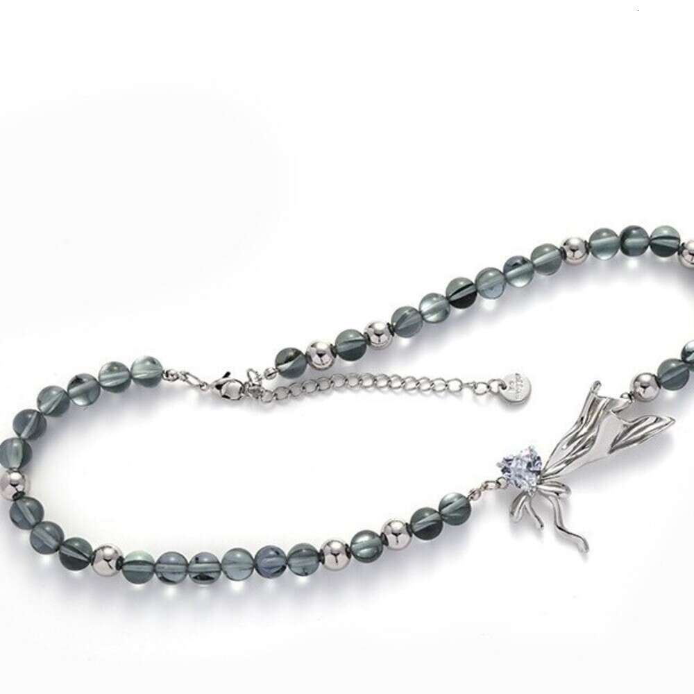 Pleated Bow Beaded Necklace for Women Elegant High-end Fashion Collarbone Chain Simple Design Exquisite Commuting Jewelry