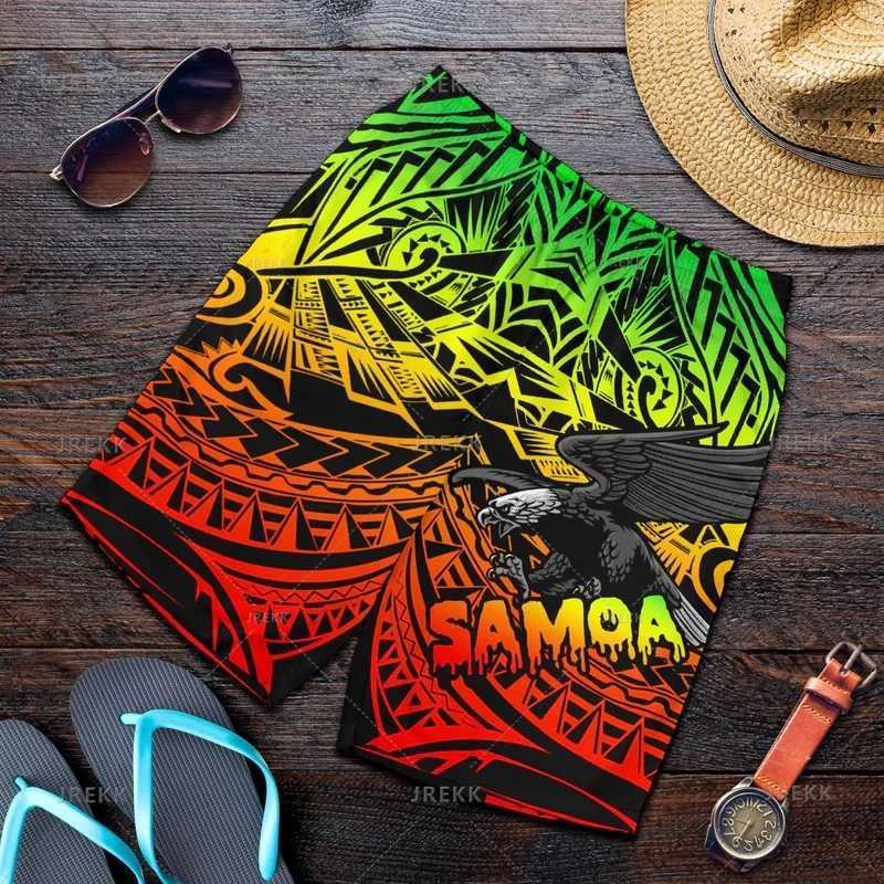 New Harajuku 3D printed Samoa badge beach shorts fashionable streetwear board shorts unisex cool swimming shortsW250410