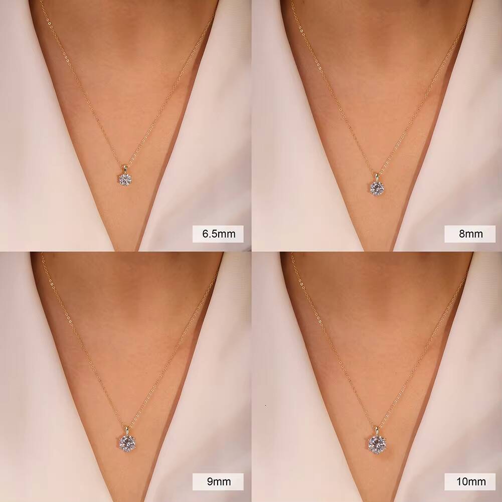 RINNTIN SMO3 Moissanite Wedding Set 925 Sterling Silver Round Shape D Color VVS Moissanite Diamond Ring Necklace Jewelry Sets