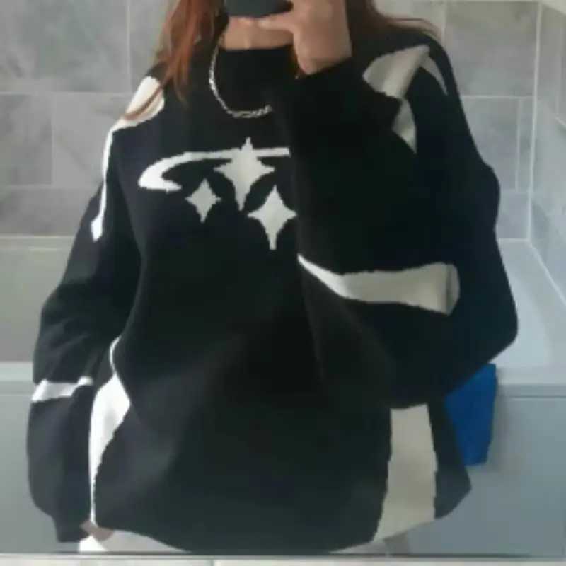 Fashion New Vintage Knitwear Y2K Stars Graphic Sweaters Winter Harajuku Oversized Pullover Sweater Unisex Aesthetic Clothes For Teens Y251110