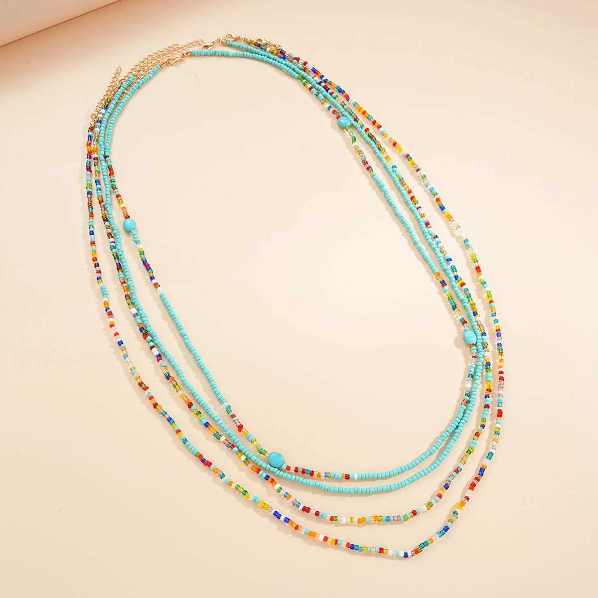 New Wave River Colored Bead Elastic Waist Belly Chain Suitable for Warm Girls 2024 Fashion Summer Beach Belt Bikini Bead Jewelry X250410