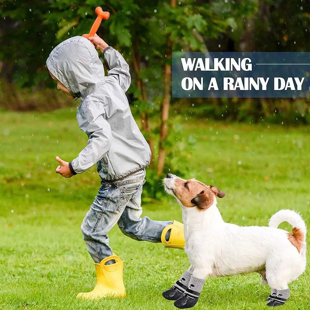 New Arrival Dogs boots socks waterproof dog shoes rain boots snow pet boots anti slip mini dog socks adjustable drag Z250409