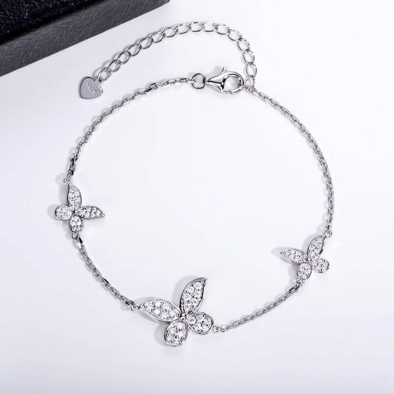 Fashion New Trend Butterfly 925 Sterling Silver Vvs Moissanite Fine Anklets Chain Leg Bracelet for Women