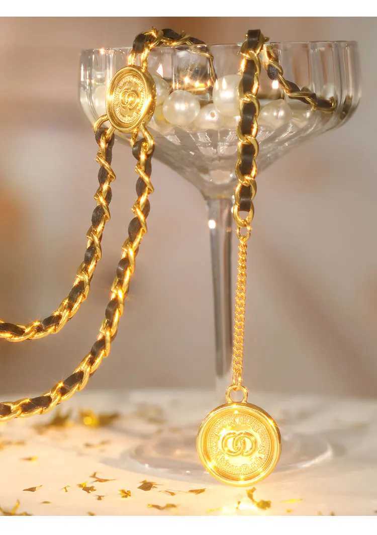 Fashionable and luxurious style belt dress pants accessories gold belt chain X250410