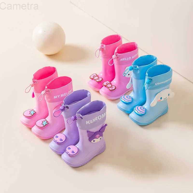 Sanrio Childrens rain shoes Cartoon animal Girl rain boots kuromi Student water shoes waterproof and non-slip H251110