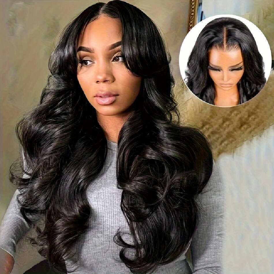 Put On And Body Curtain Bang Bye Knots Glueless Cut 4X4 Lace Front Wigs Human Hair For Beginners No Glue Brazilian Virgin Loose Wave Bleached Pre Pluc