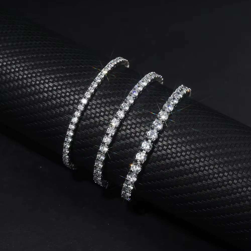 Wholesale Custom Fashion 925 Silver Lab Diamond GRA Moissanite Moissanite Tennis Sterling Bracelet for Men