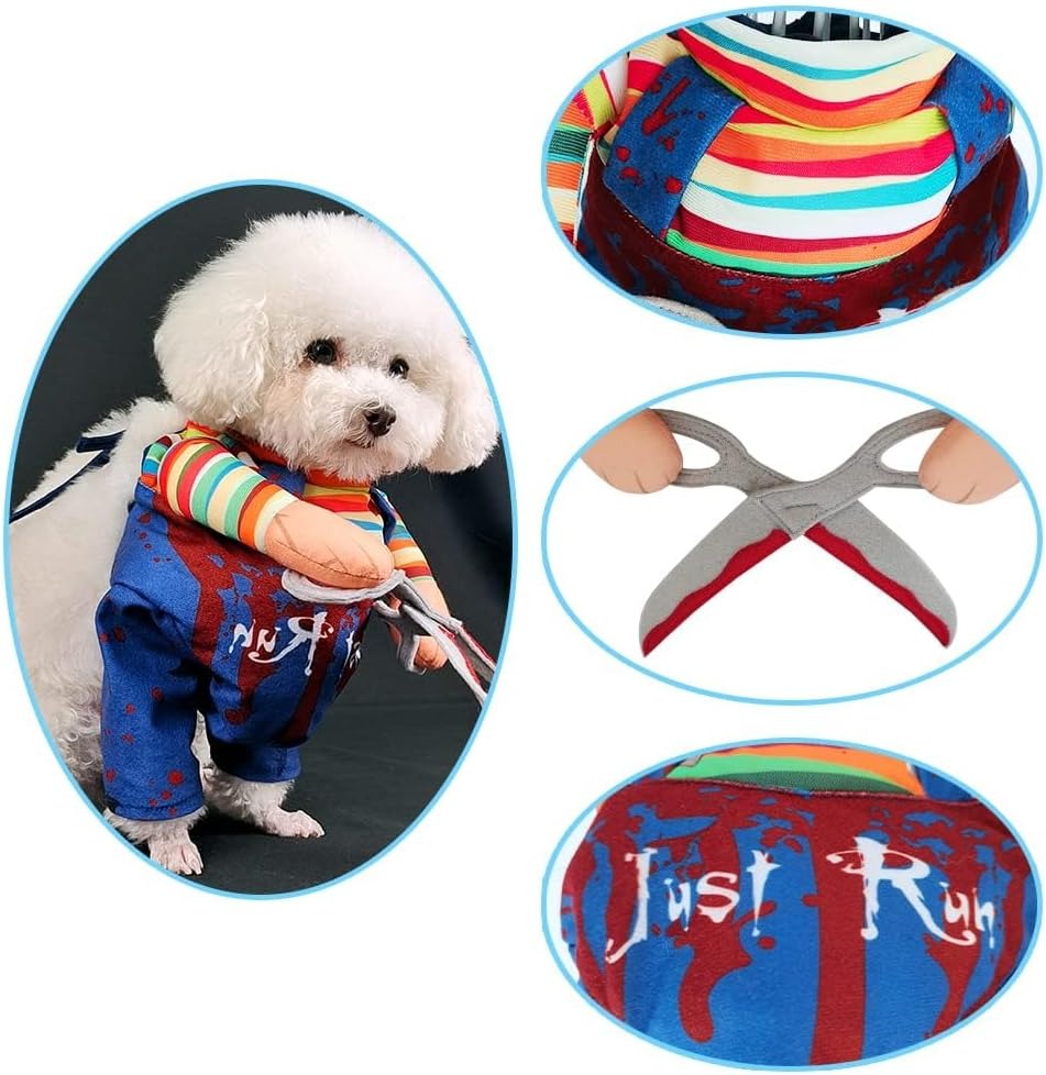 Scissors Doll Pet Costume - Halloween Christmas Cosplay Outfit for Cats Puppies Medium Dogs