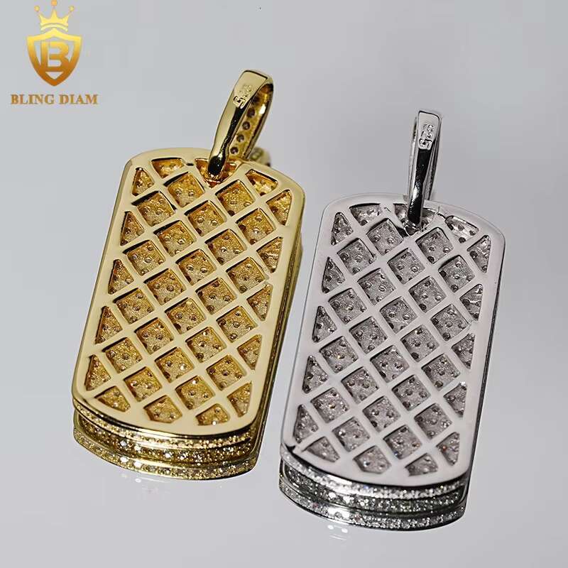 Wholesale Price Rectangle Pendants Hip Hop Fine Jewelry Moissanite Iced Out 925 Silver Charm Pendant