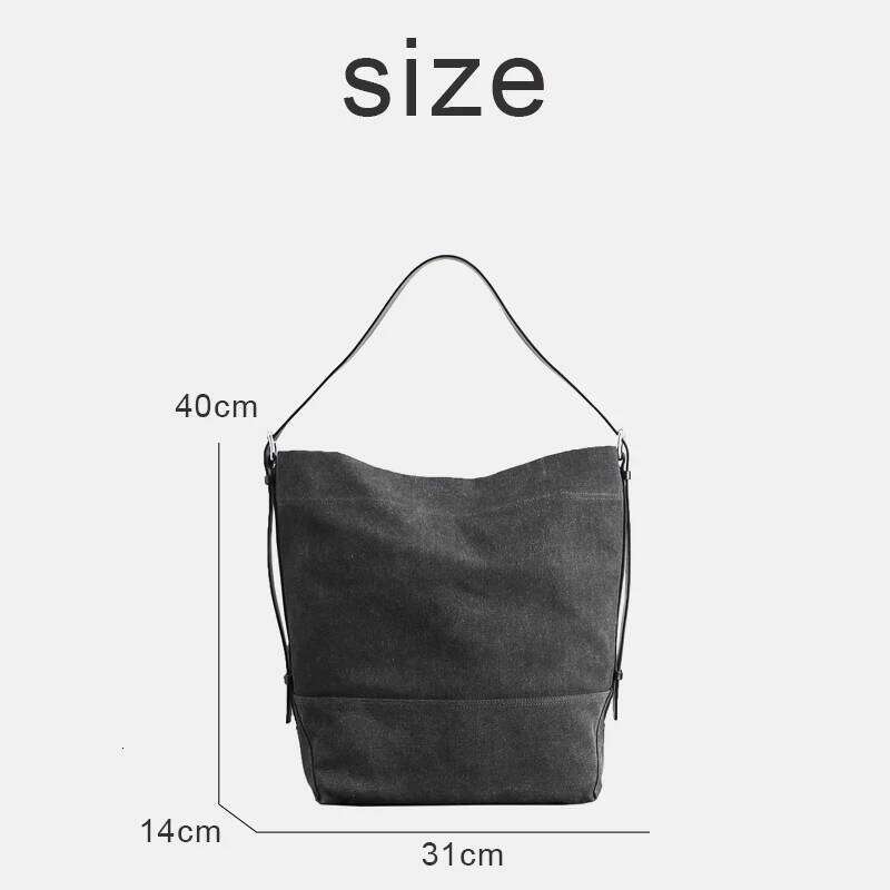 Korean Casual Tote Bags For Women Luxury Designer Handbag Purse 2025 New In Canvas Genuine Leather Strap Underarm Cloth Shoulder