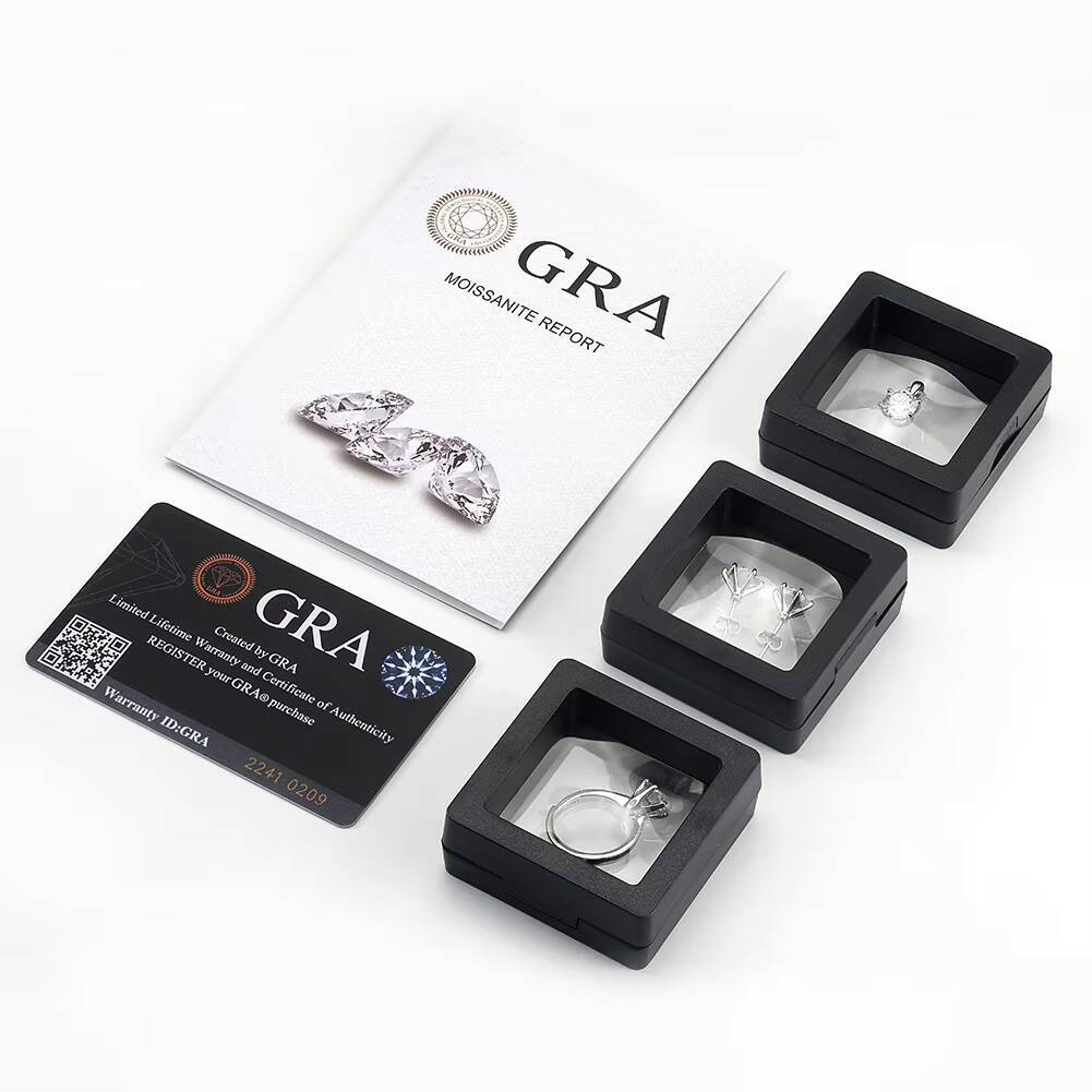 RINNTIN SMO3 Moissanite Wedding Set 925 Sterling Silver Round Shape D Color VVS Moissanite Diamond Ring Necklace Jewelry Sets