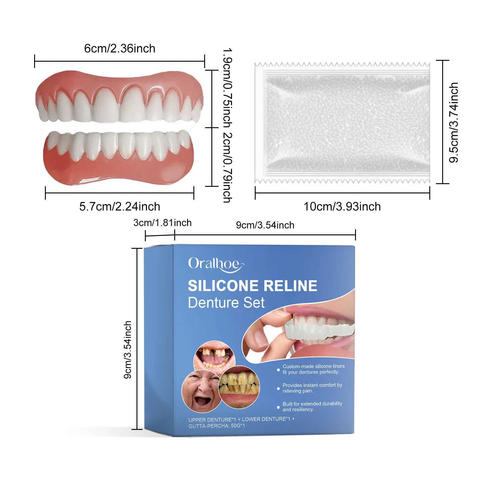 New Arrival Oralhoe 1 set of silicone denture kit with up and down filling gaps for instant Smile soft denture support kit Z250410