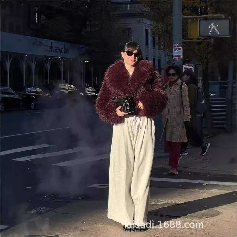 Women's Clothing Autumn Winter New European and American Socialite Fashion Versatile Eco-friendly Faux Fur Short Coat Wholesale