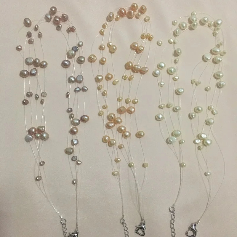 Natural Freshwater Pearl Necklace For Women Baroque Pearl Layered Choker Fashion Gold Plated Jewelry Accessories Clasp 250409