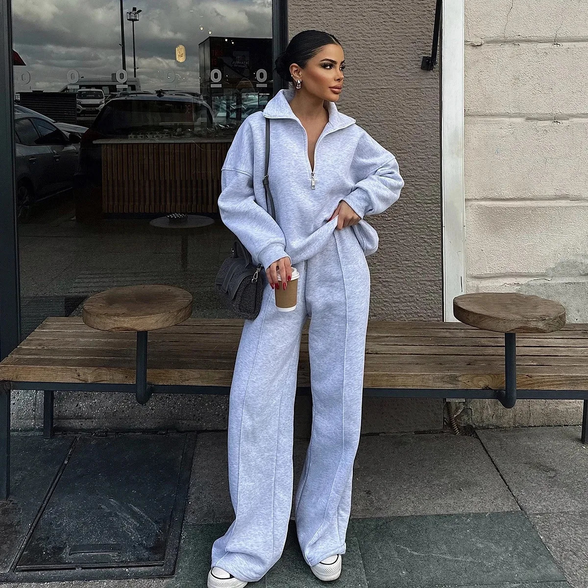 Fashion Autumn Winter Pants Sets Women Solid Color Pullover Sweatshirt Trousers Two Piece Set Female Casual Streetwear 251110