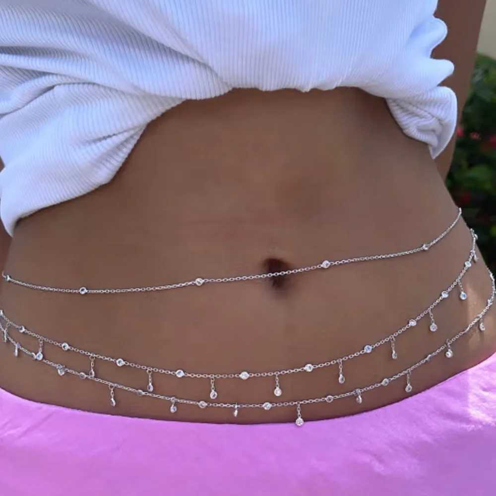 Summer Bling dual fringe waist chain suitable for womens sexy belts crystal bikini accessories jewelry charm designer luxury gifts X250410