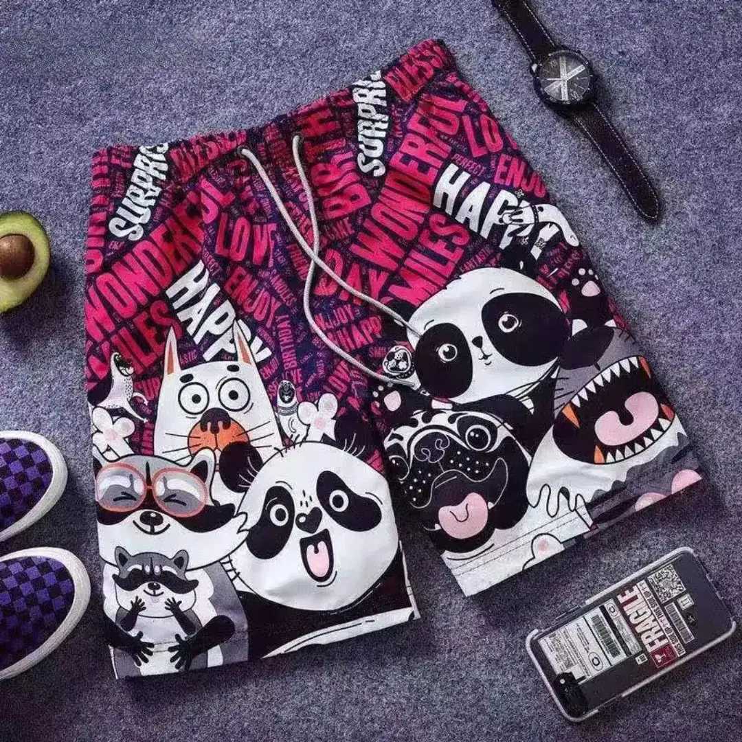 New Summer Cartoon Anime Panda Casual Style Shorts Classic Printing Gym Shorts Mens Basketball Sports Beach Shorts X250410