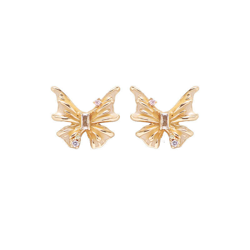 925 Silver Needle gold Butterfly Light Luxury High-end New Original Ins Fashion Commuting Stud Earrings Wholesale