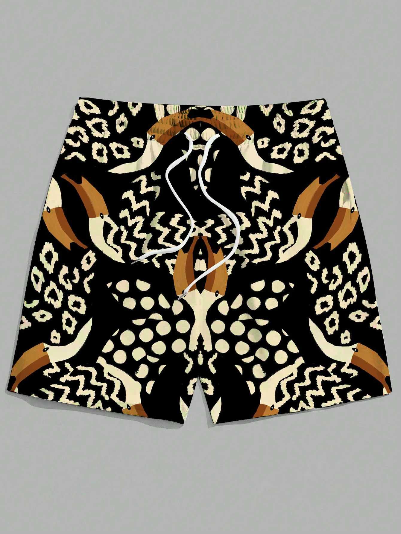 Mens summer shorts casual sports shorts 3D ethnic pattern retro printing Harajuku street hip-hop shorts Hawaiian shorts X250410