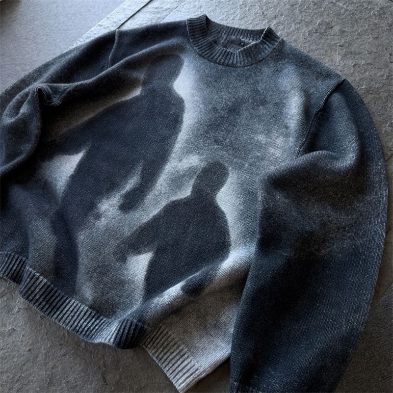 style loose round neck pullover knit sweater Gothic retro street fashion hiphop autumn and winter casual top Y2K clothing 251023CJ