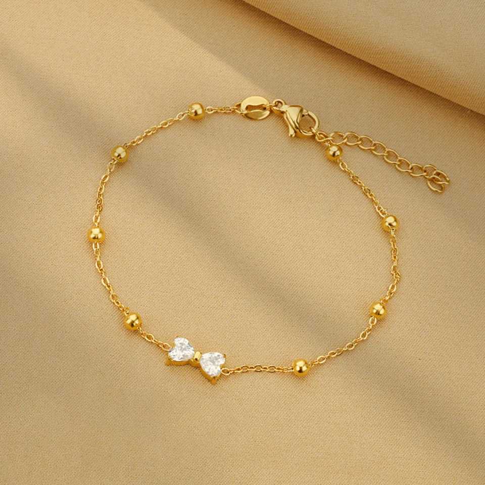 316L stainless steel bow shiny zircon bracelet for women fashion temperament jewelry giftT251110